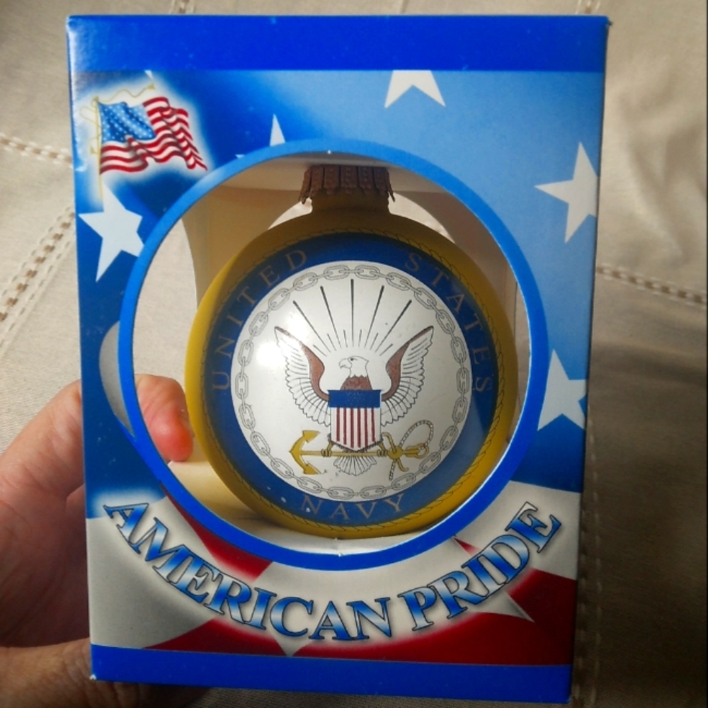 NEW Krebs Glass UNITED STATES NAVY Christmas Ornament Germany American Pride